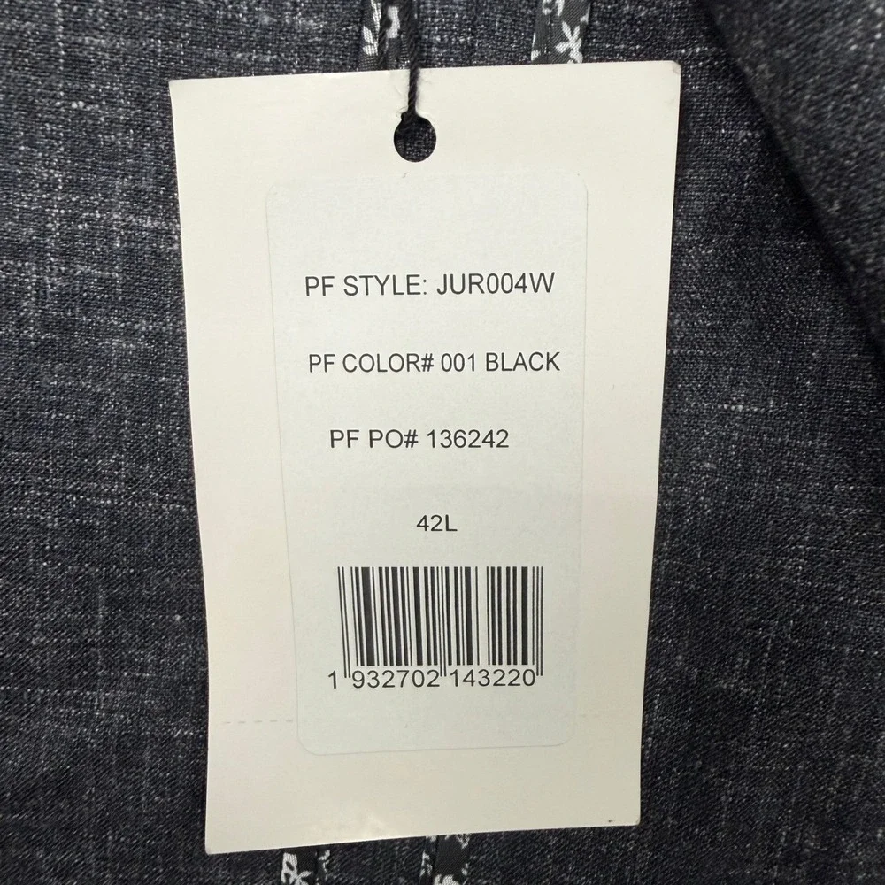 Paul Fredrick Mens 42L Double Breasted Wool Silk Linen Blazer Black JUR004W